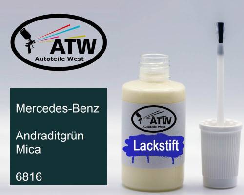 Mercedes-Benz, Andraditgrün Mica, 6816: 20ml Lackstift, von ATW Autoteile West.